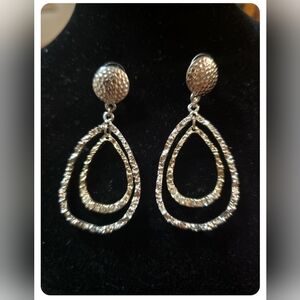 Elegant Silver and Gold Teardrop Stud Earrings